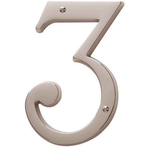 Baldwin #3 House Number in Lifetime PVD Polished Nickel