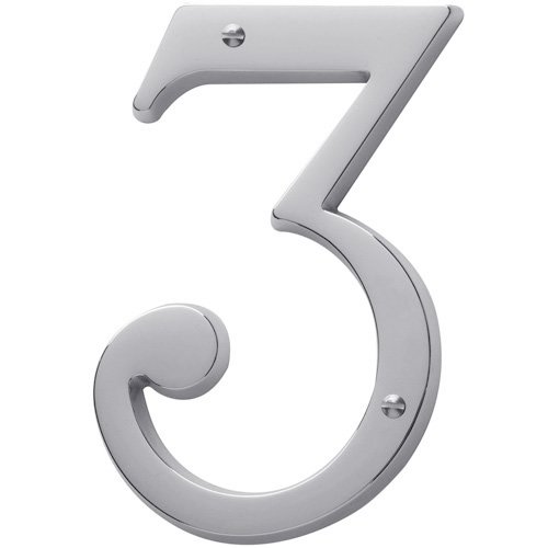 Baldwin #3 House Number in Polished Chrome