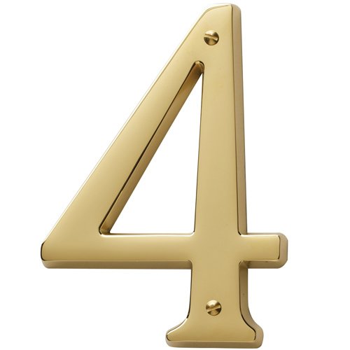 Baldwin #4 House Number in Lifetime PVD Polished Brass