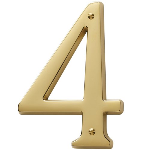 Baldwin #4 House Number in Unlacquered Brass