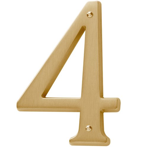 Baldwin #4 House Number in PVD Lifetime Satin Brass