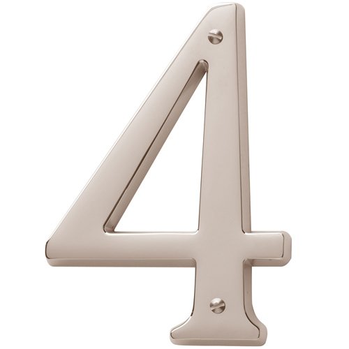 Baldwin #4 House Number in Lifetime PVD Polished Nickel