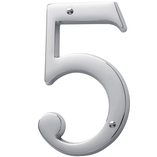 Baldwin #5 House Number in Polished Chrome