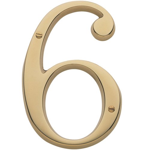 Baldwin #6 House Number in Lifetime PVD Polished Brass