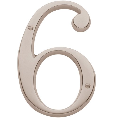 Baldwin #6 House Number in Lifetime PVD Polished Nickel