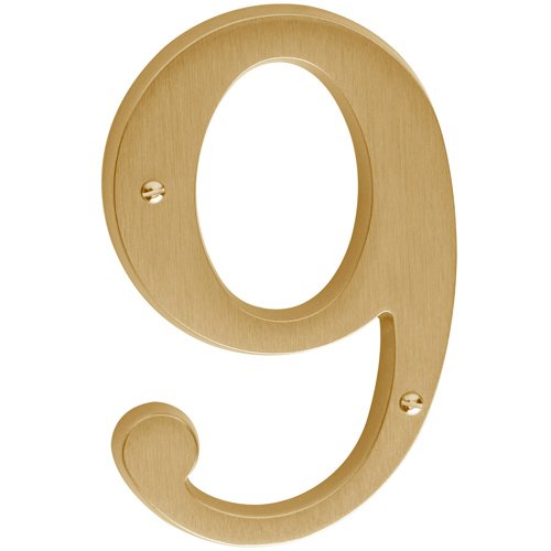 Baldwin #9 House Number in PVD Lifetime Satin Brass
