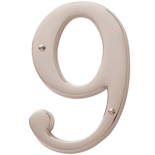 Baldwin #9 House Number in Lifetime PVD Polished Nickel