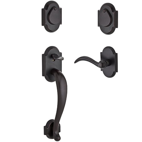Baldwin Right Handed Double Cylinder Handleset with Arch Lever in Dark Bronze