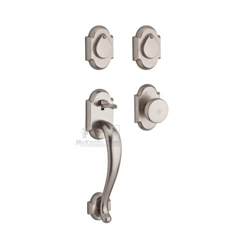 Baldwin Double Cylinder Handleset with Rustic Knob in White Bronze