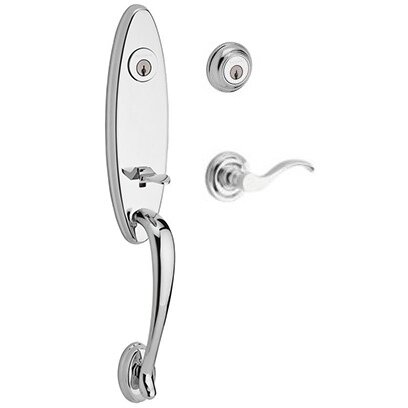 Baldwin Left Handed Double Cylinder Handleset with Curve Lever in Polished Chrome