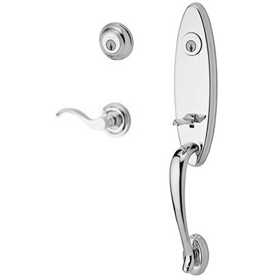 Baldwin Right Handed Double Cylinder Handleset with Curve Lever in Polished Chrome