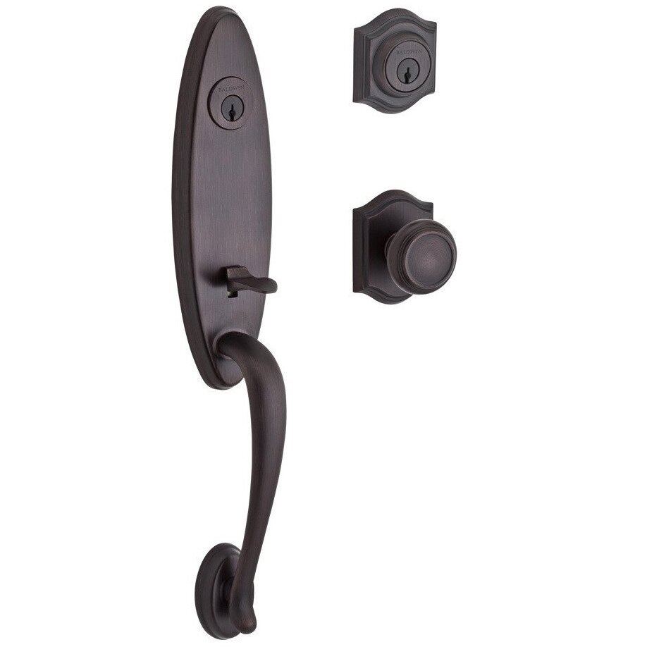 Baldwin Handleset with Traditional Knob and Traditional Arch Rose in Venetian Bronze
