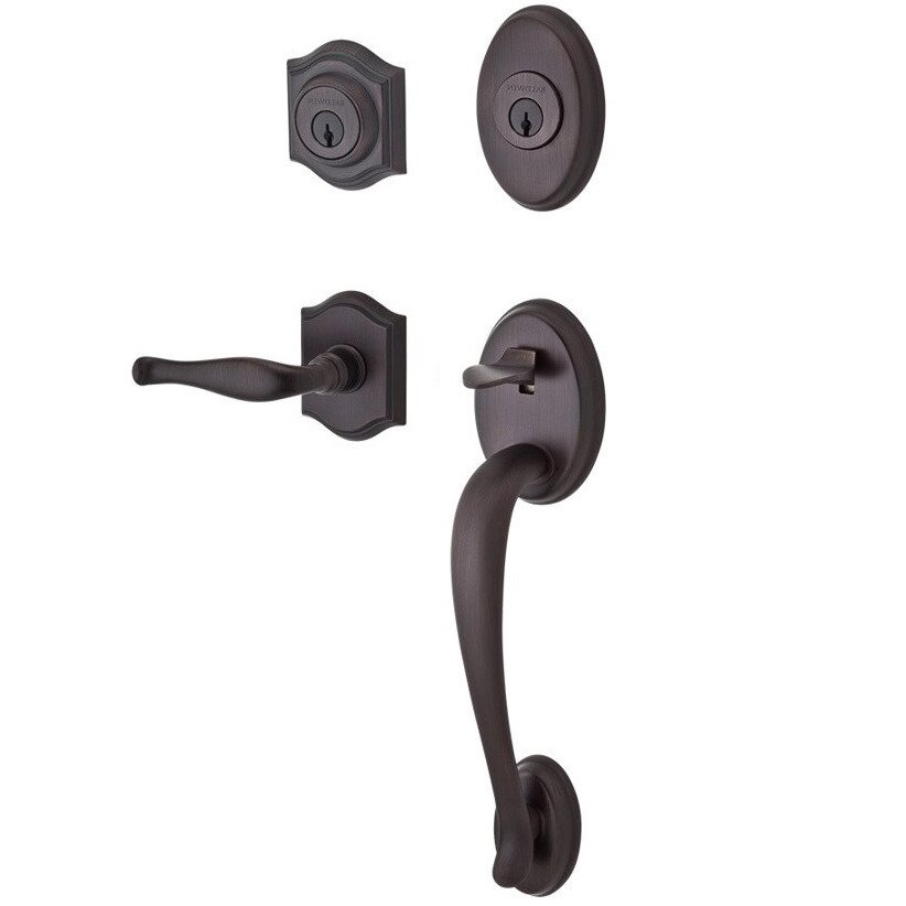 Baldwin Handleset with Right Handed Decorative Lever and Traditional Arch Rose in Venetian Bronze