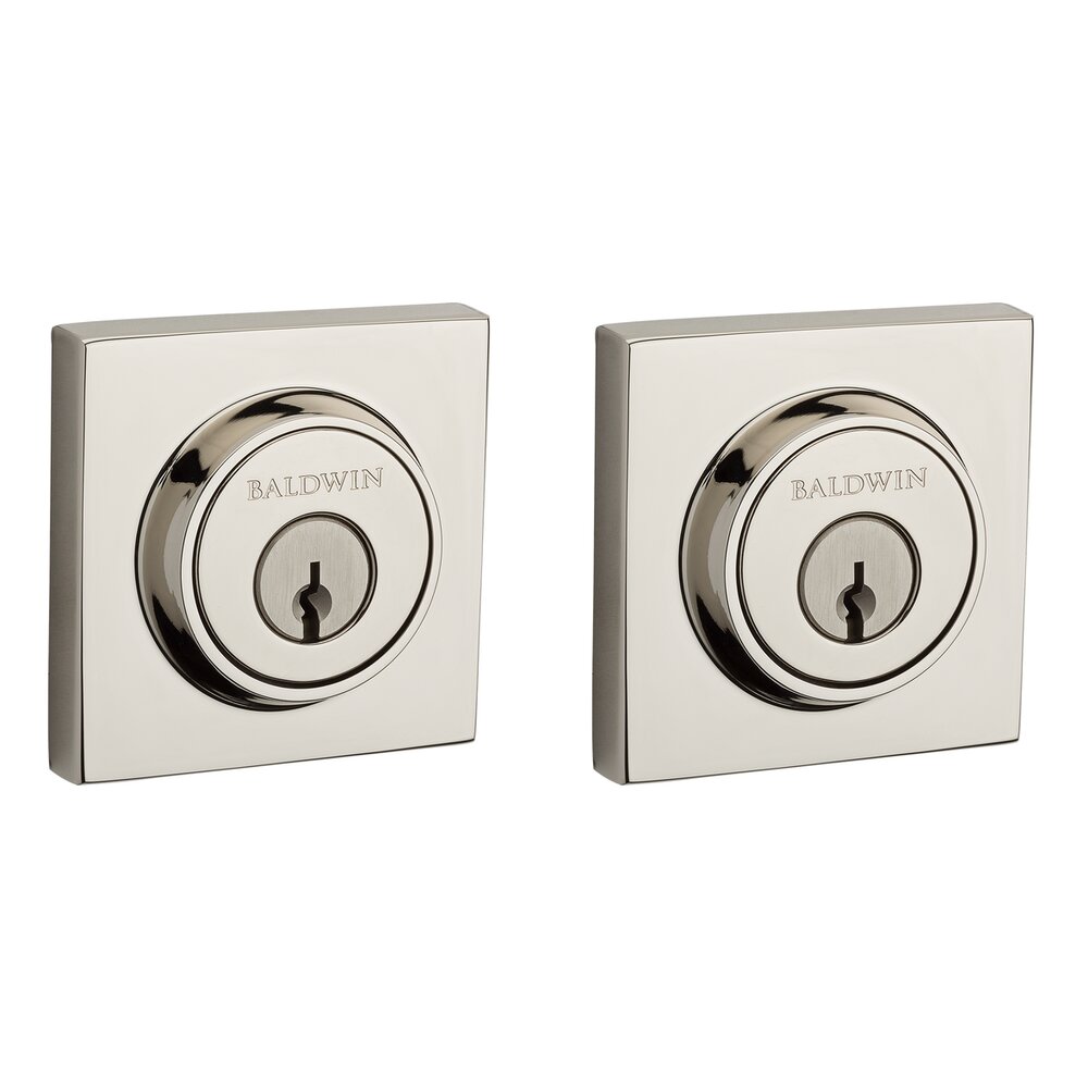 Baldwin Double Cylinder Square Deadbolt in Lifetime Pvd Polished Nickel