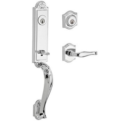 Baldwin Left Handed Double Cylinder Handleset with Decorative Lever in Polished Chrome