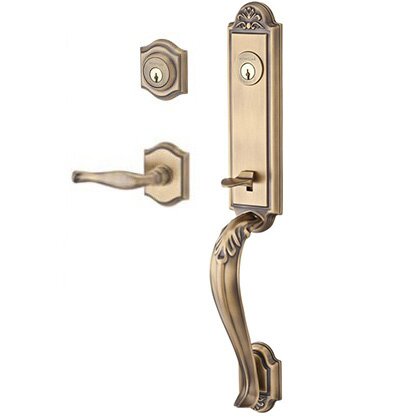 Baldwin Right Handed Double Cylinder Handleset with Decorative Lever in Matte Brass & Black
