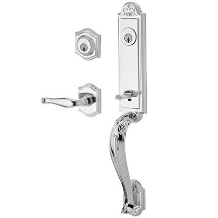 Baldwin Right Handed Double Cylinder Handleset with Decorative Lever in Polished Chrome