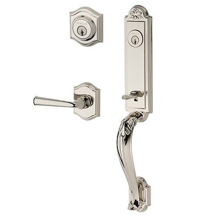Baldwin Right Handed Double Cylinder Elizabeth Handlest with Federal Door Lever with Traditional Arch Rose in Polished Nickel