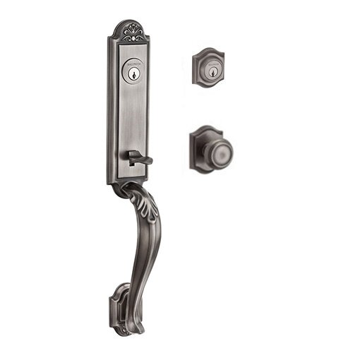 Baldwin Double Cylinder Handleset with Traditional Knob in Matte Antique Nickel
