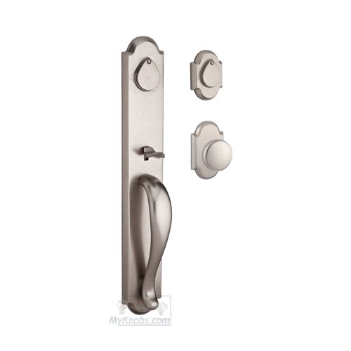 Baldwin Double Cylinder Handleset with Arch Knob in White Bronze