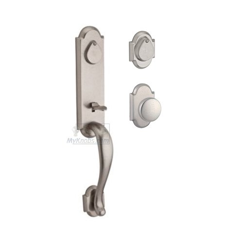 Baldwin Double Cylinder Handleset with Rustic Knob in White Bronze