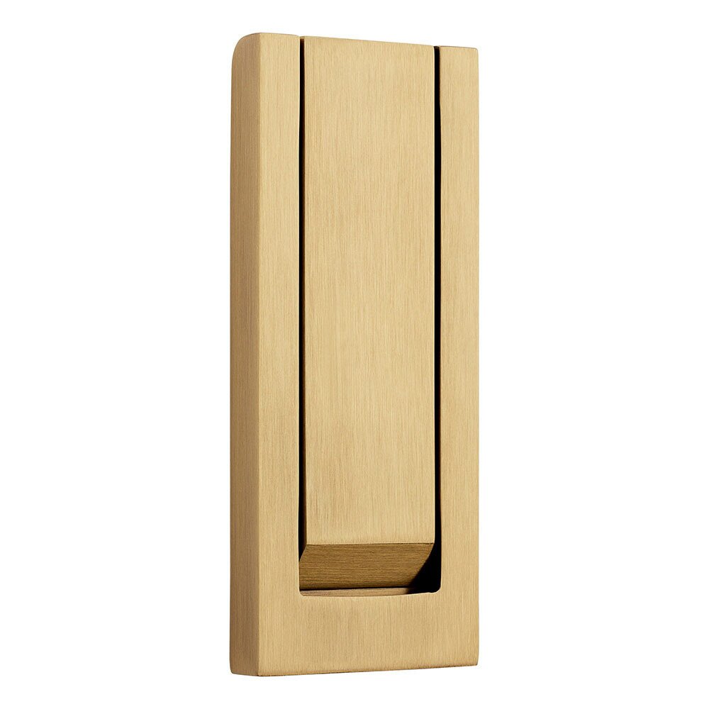 Baldwin Modern Rectangular Door Knocker in Satin Brass and Brown