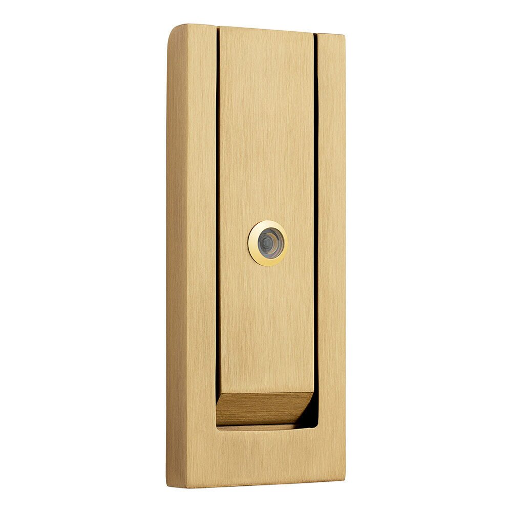 Baldwin Modern Rectangular Door Knocker With Scope in Satin Brass and Brown
