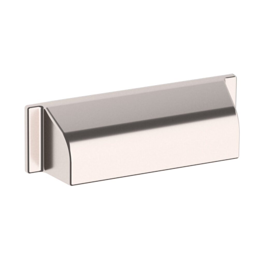 Baldwin 4" Centers Transitional Cup Pull in Lifetime Pvd Polished Nickel