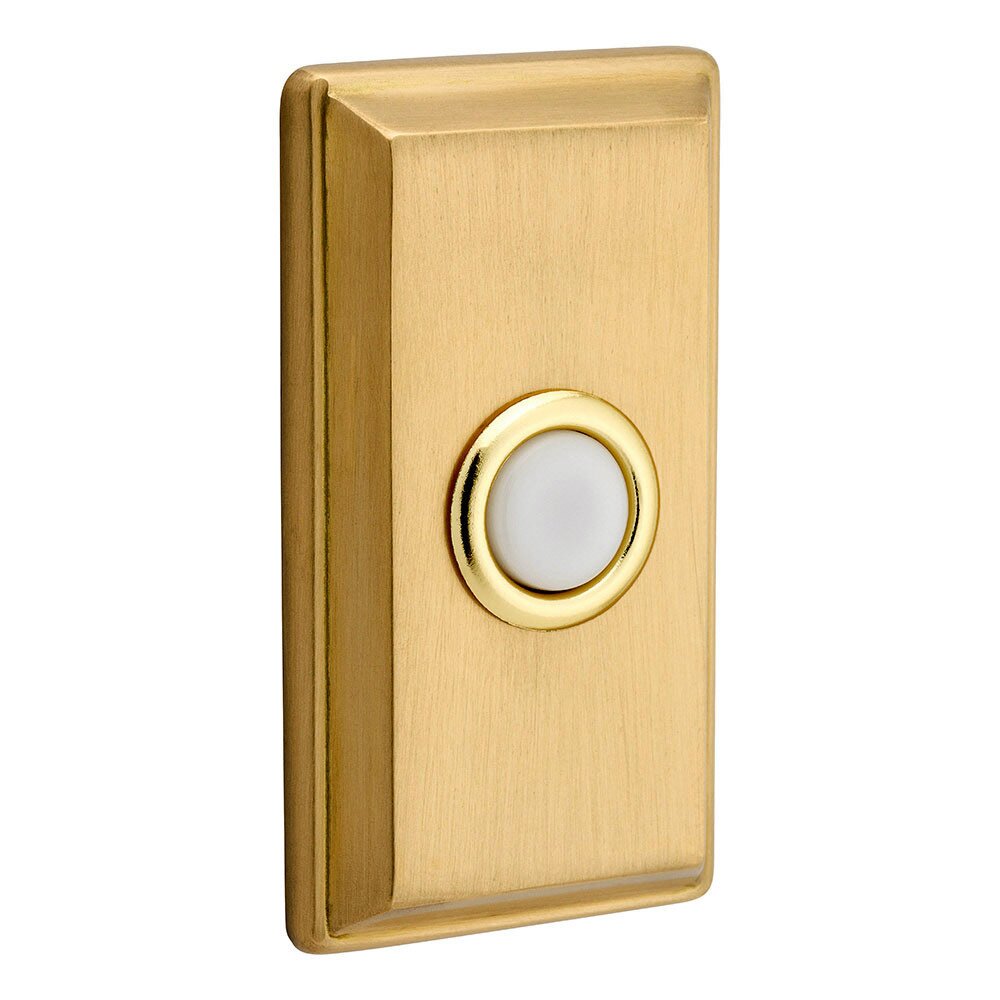 Baldwin Rectangular Door Bell Button in PVD Lifetime Satin Brass