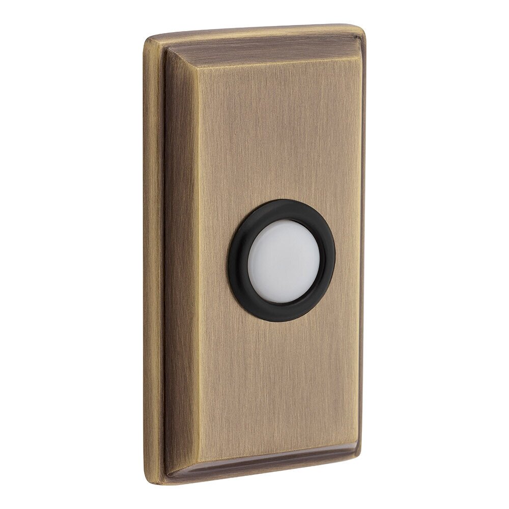 Baldwin Rectangular Door Bell Button in Satin Brass and Black