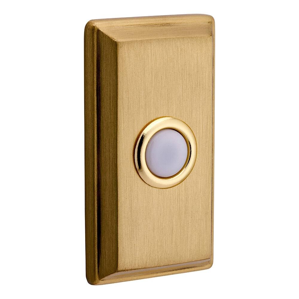 Baldwin Rectangular Door Bell Button in Satin Brass and Brown
