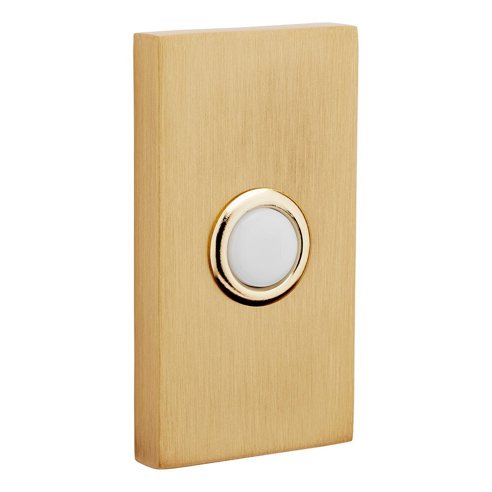 Baldwin Contemporary Door Bell Button in Satin Brass and Brown
