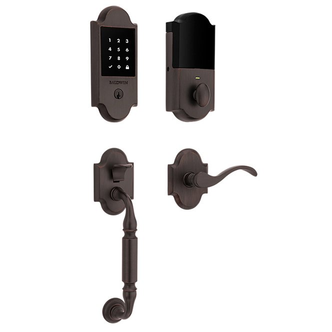 Baldwin Canterbury Touchscreen Handleset and Right Handed Wave Lever with Z-Wave in Venetian Bronze