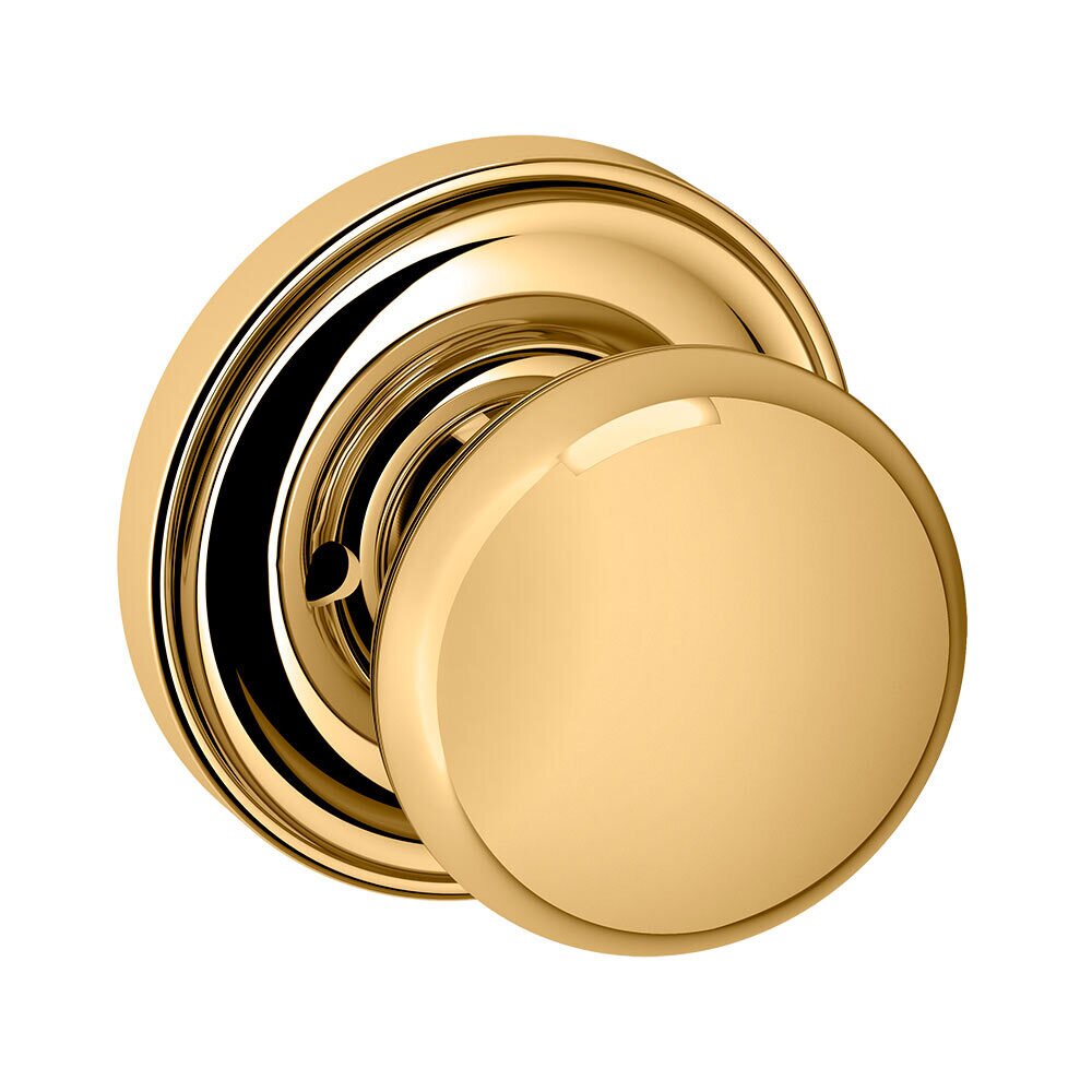 Baldwin Privacy 5000 Estate Knob with 5048 Rose in Lifetime Pvd Polished Brass