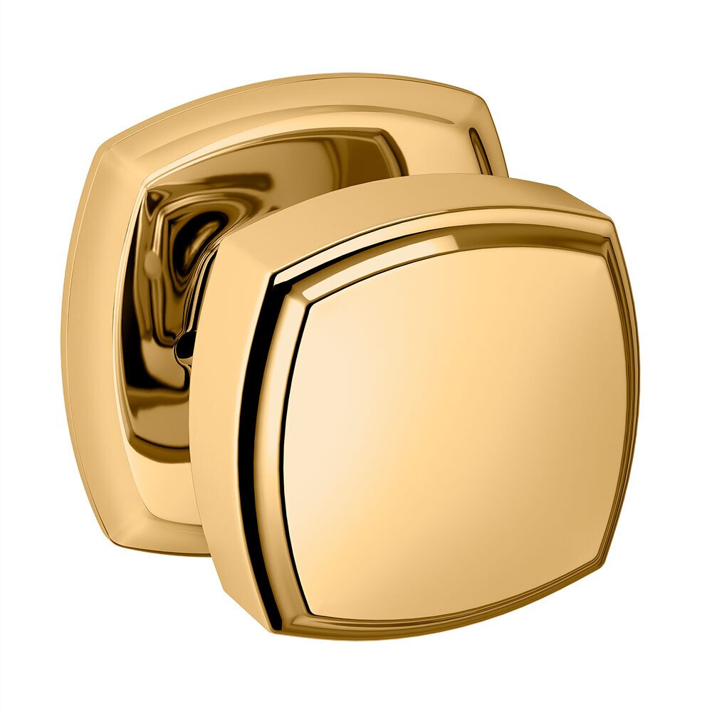 Baldwin Privacy 5011 Square Estate Knob with 5058 Rose in Lifetime Pvd Polished Brass