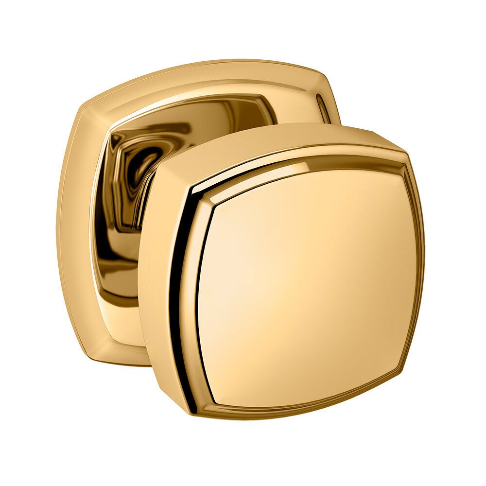 Baldwin Passage 5011 Square Estate Knob with 5058 Rose in Unlacquered Brass