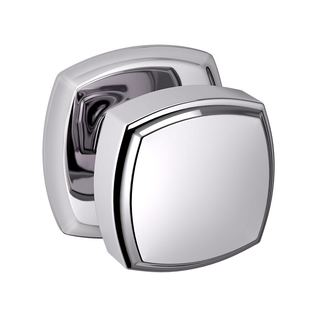 Baldwin Single Dummy 5011 Square Estate Knob with 5058 Rose in Polished Chrome