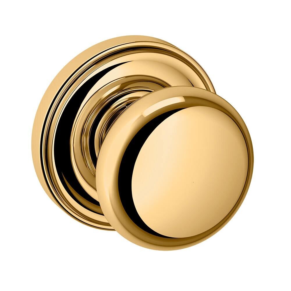 Baldwin Single Dummy Classic Door Knob with Classic Rose in Unlacquered Brass