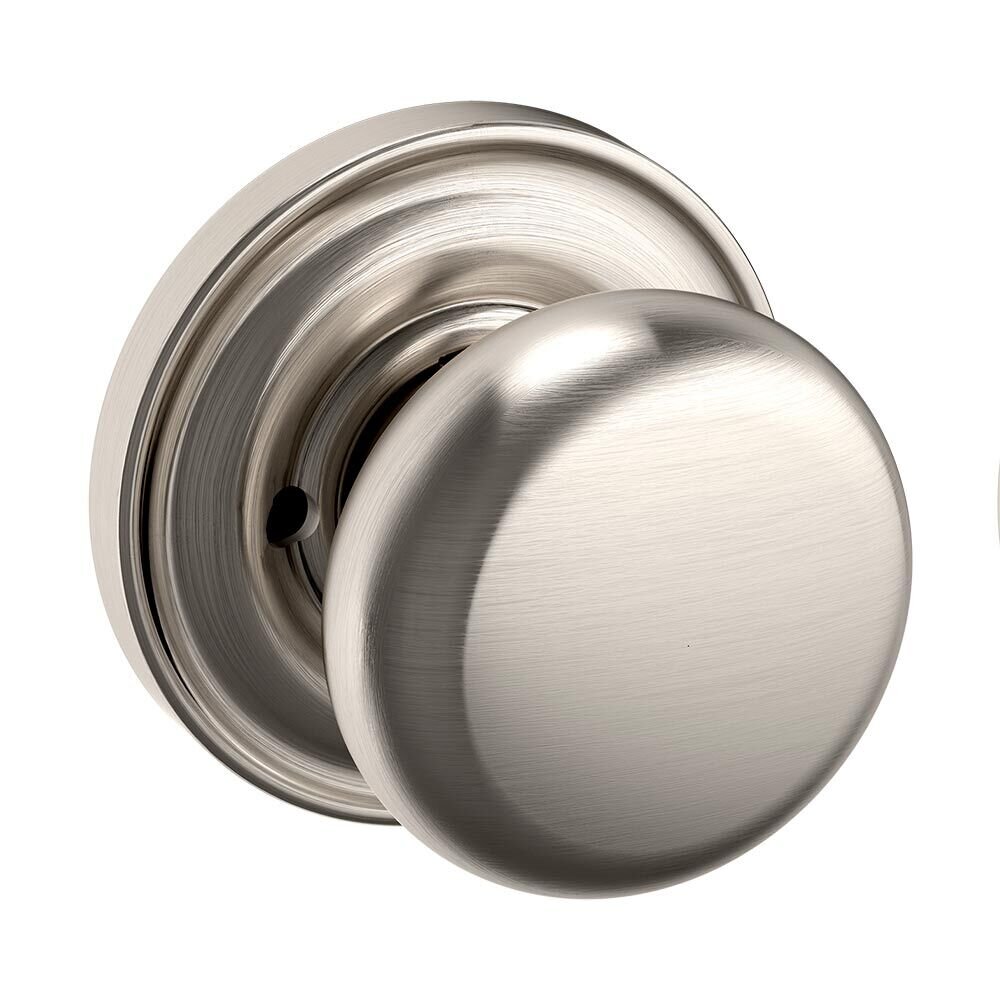 Baldwin Privacy Classic Door Knob with Classic Rose in Lifetime Pvd Satin Nickel