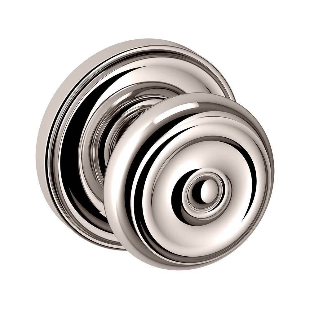 Baldwin Passage Colonial Door Knob with Classic Rose in Lifetime Pvd Polished Nickel