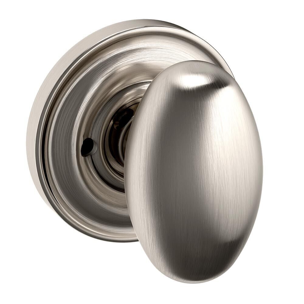 Baldwin Privacy Egg Door Knob with Classic Rose in Lifetime Pvd Satin Nickel
