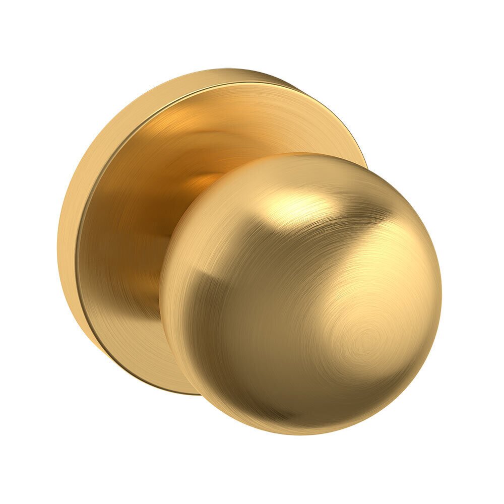 Baldwin Single Dummy Contemporary Door Knob with Contemporary Rose in PVD Lifetime Satin Brass