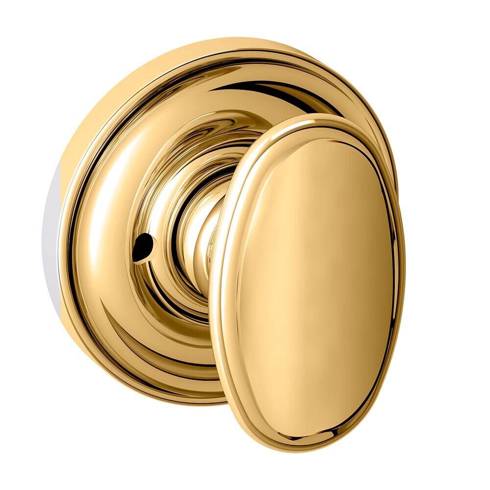 Baldwin Privacy 5057 Oval Estate Knob with 5048 Rose in Unlacquered Brass