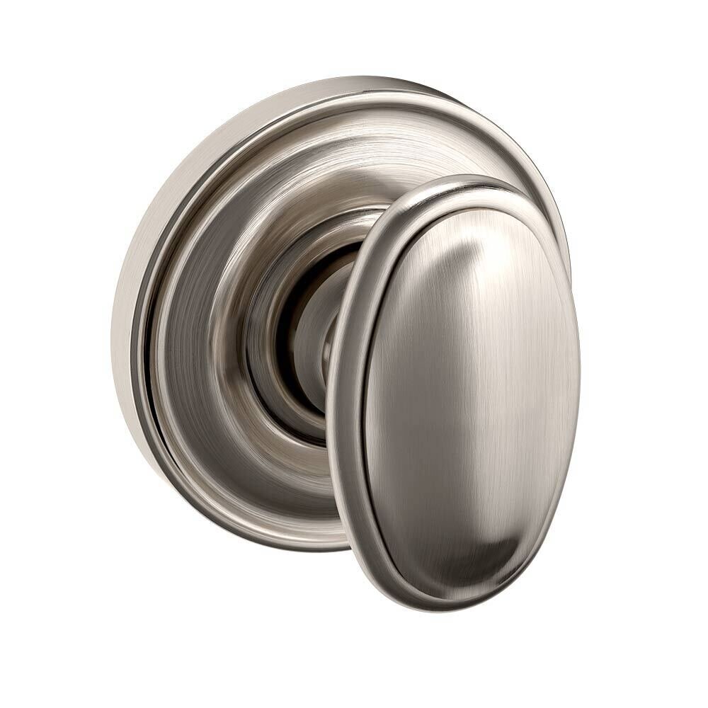 Baldwin Passage 5057 Oval Estate Knob with 5048 Rose in Lifetime Pvd Satin Nickel