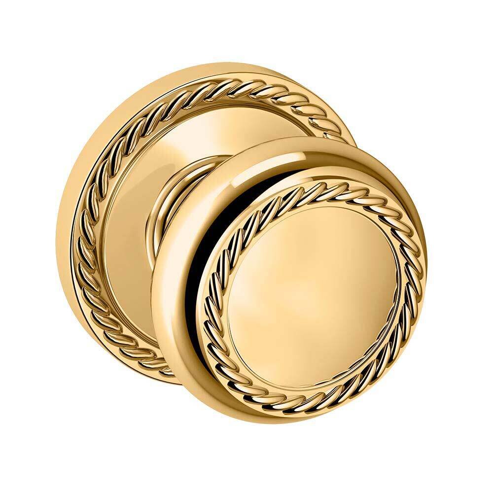 Baldwin Passage 5064 Estate Rope Knob with 5004 Rope Rose in Unlacquered Brass