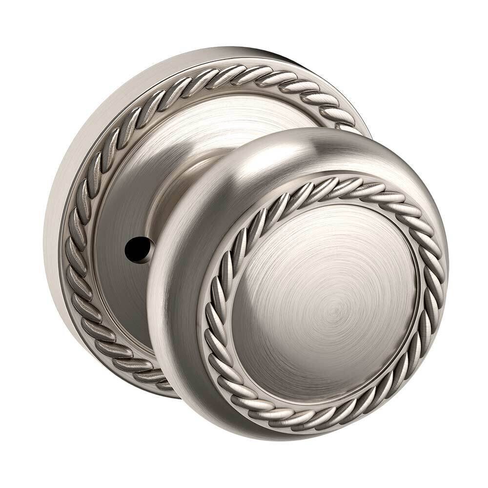 Baldwin Privacy 5064 Estate Rope Knob with 5004 Rope Rose in Lifetime Pvd Satin Nickel