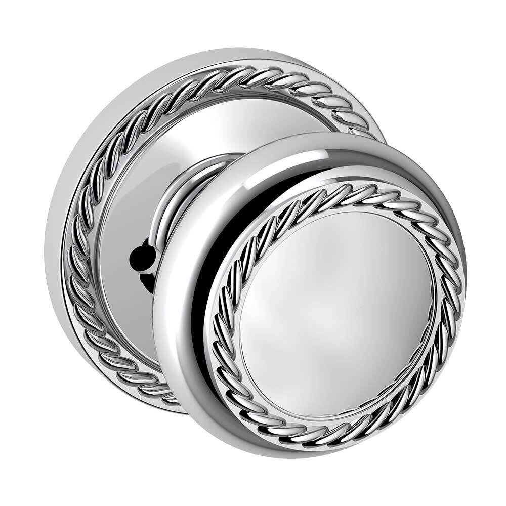 Baldwin Privacy 5064 Estate Rope Knob with 5004 Rope Rose in Polished Chrome
