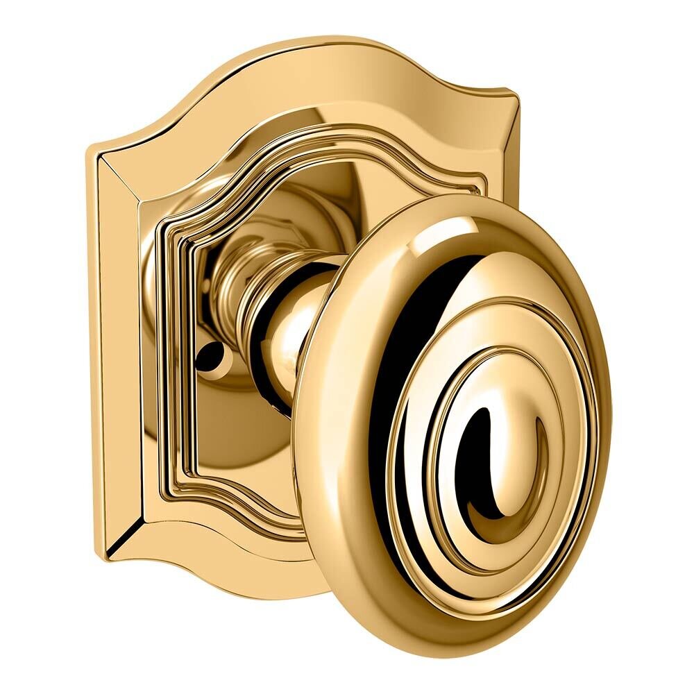 Baldwin Privacy Bethpage Door Knob with Bethpage Rose in Unlacquered Brass