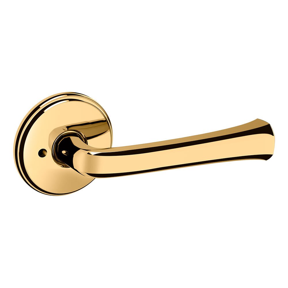 Baldwin Privacy 5112 Estate Lever with 5075 Rose in Lifetime Pvd Polished Brass
