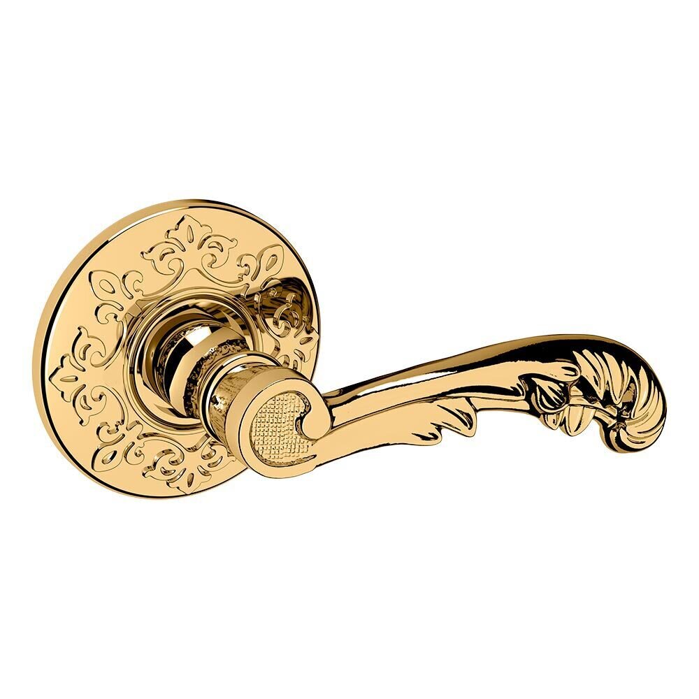 Baldwin Passage 5121 Estate Lever with R012 Rose in Lifetime Pvd Polished Brass